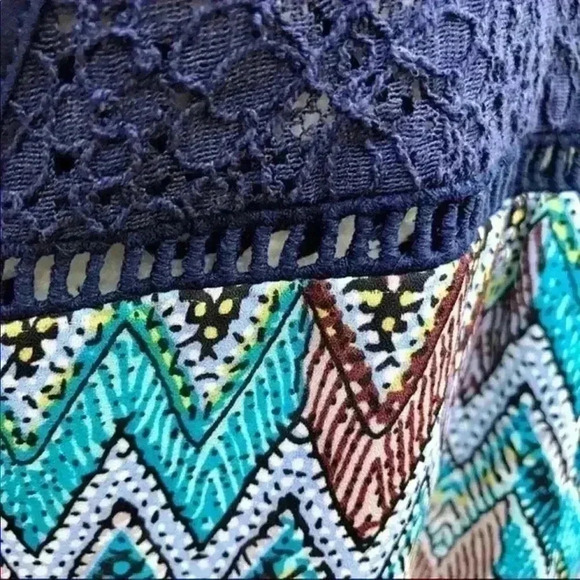 DANIEL RAINN Navy Sleeveless Lace Crocheted Halter Blouse W/ Tassels Size S - Picture 6 of 8